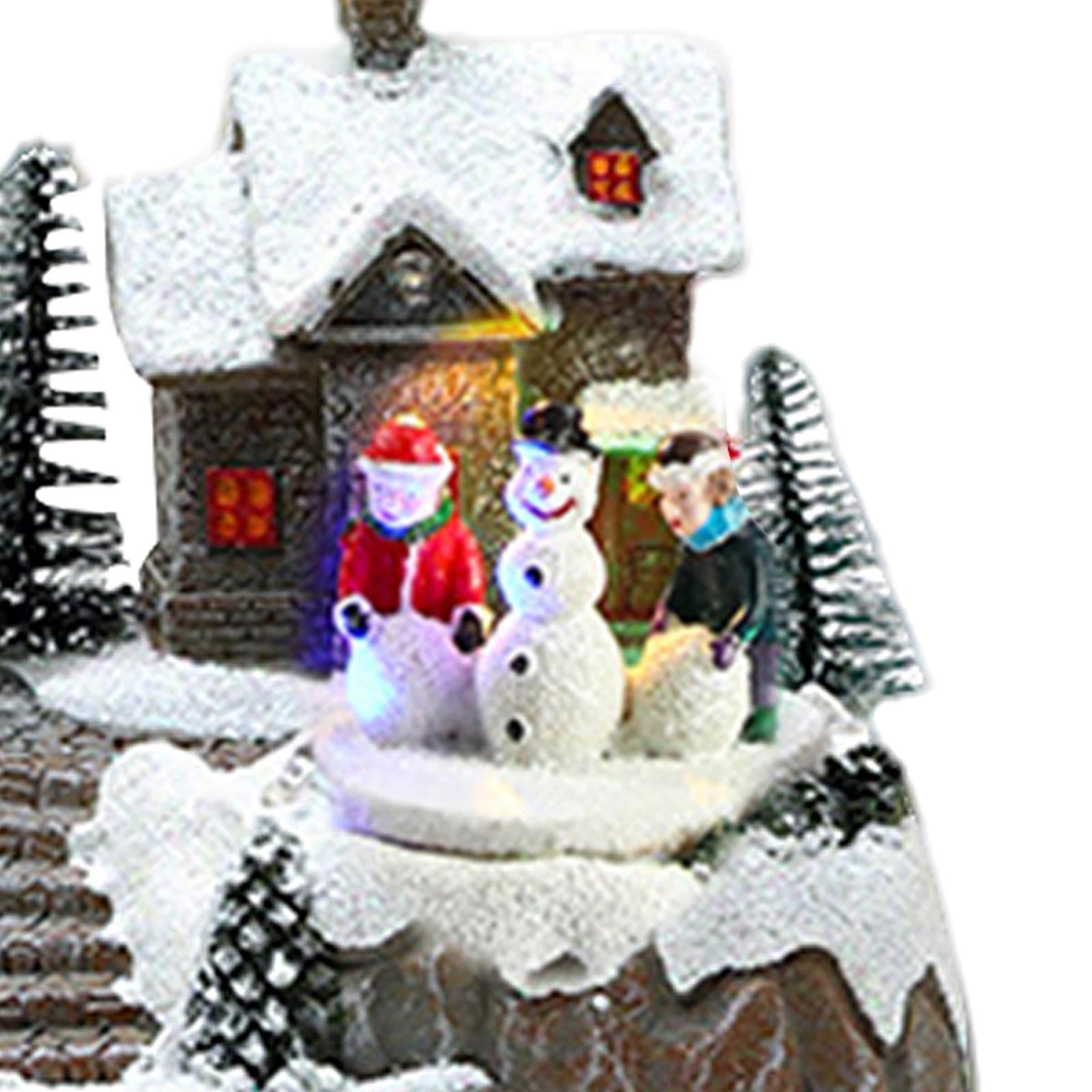 Carillon Natalizio Ornamentale Villaggio Natalizio Led Decorativo in Resina con Paesaggio Innevato Adatto per Salotto, Bambini E Pupazzo di Neve
