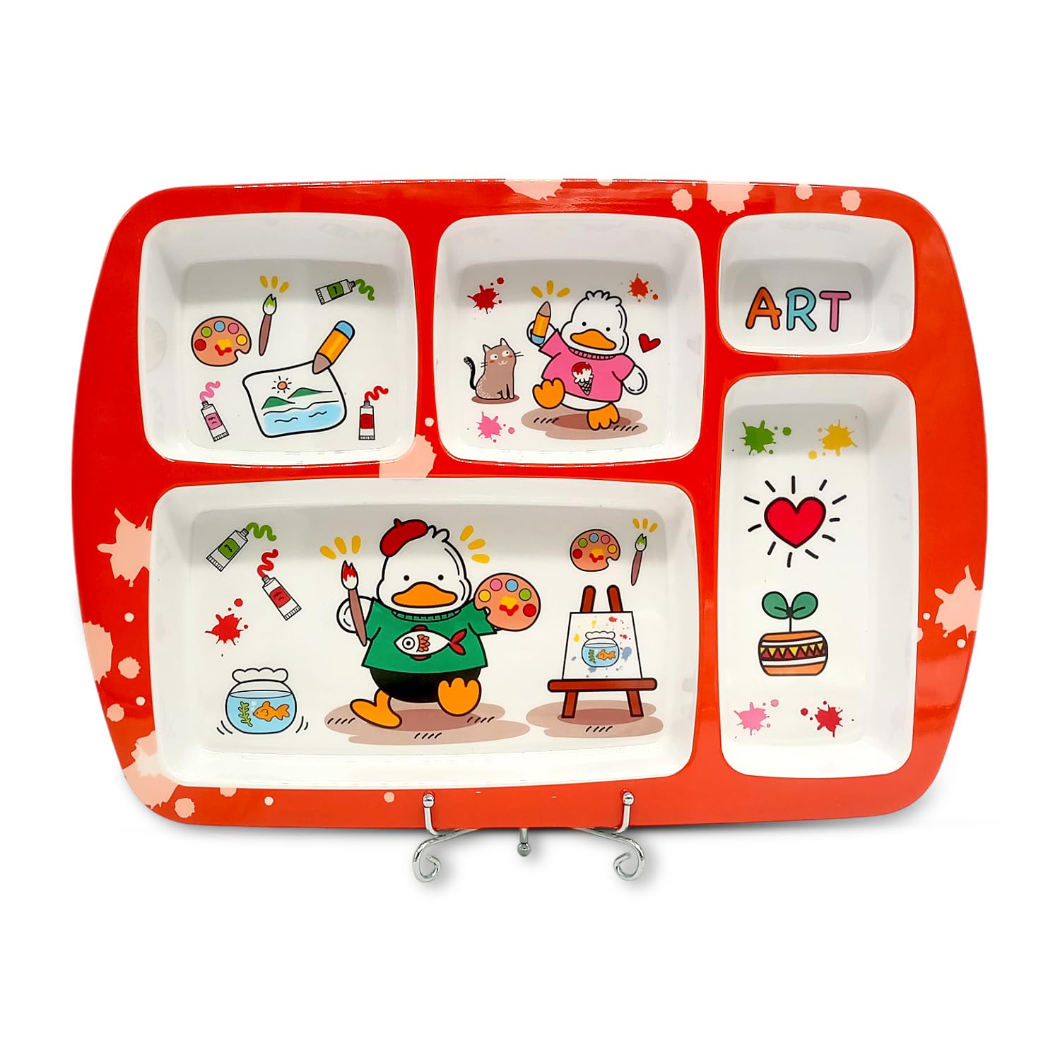 SUPERWARE | Food Grade Melamine | Kids Set – Section Tray - Duck Art (1 no.) | Stain Free, Glazed Finish-image-15