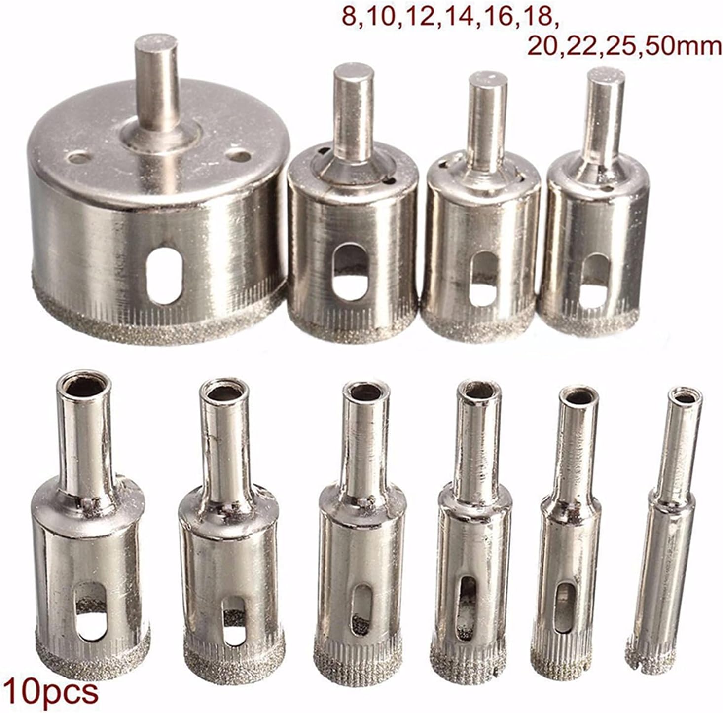 Surface Milling Cutter 10pcs Diamond Drill Bit Set 8mm-50mm Diamond Tool Glass Fiber Ceramic Tile Hole Opener Electric Drill Tool Accessories