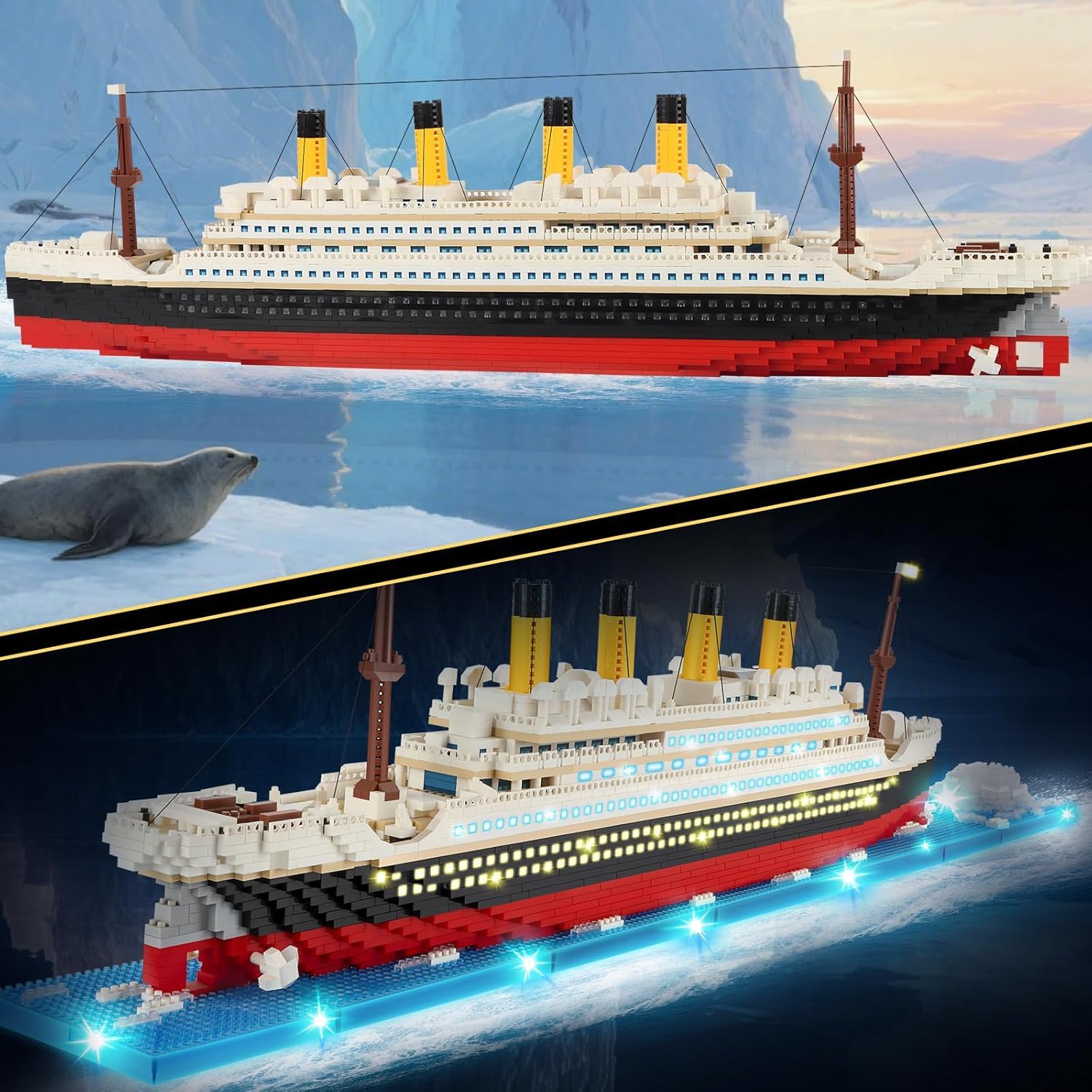 JONRRYIN Kit de construcción con iluminación LED, kit de modelismo Titanic, kit de maqueta de barco, regalo para niños de 6 a 12 años y adultos (para niños y niñas)