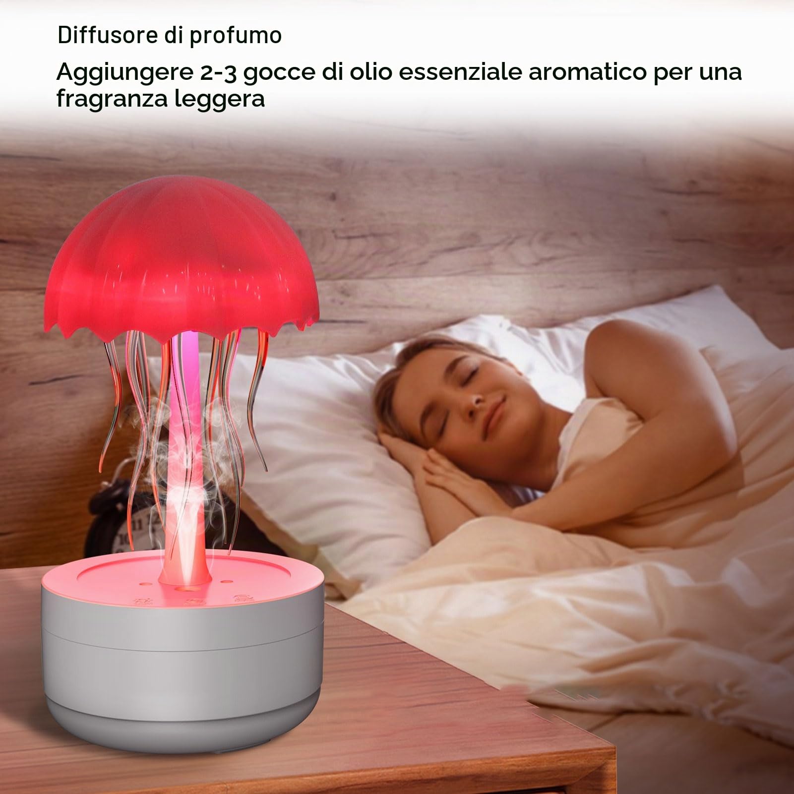 Mini Umidificatore, Umidificatore per da 300Ml con Luce Notturna a LED a 7 Colori Spegnimento Automatico Testa della Lampada Rotante Diffusore di Oli Essenziali da Scrivania