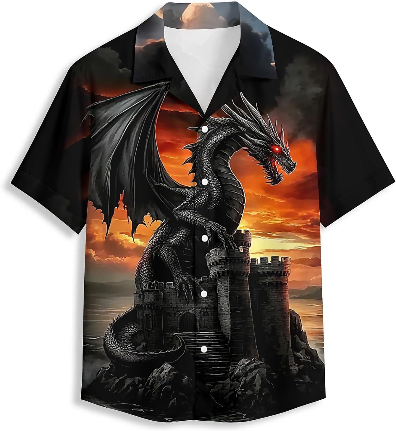 Skull Mens Funny Hawaiian Shirts Summer 3D Graphic Button Down Short Sleeve Tropical Holiday Beach Aloha Shirt Medium