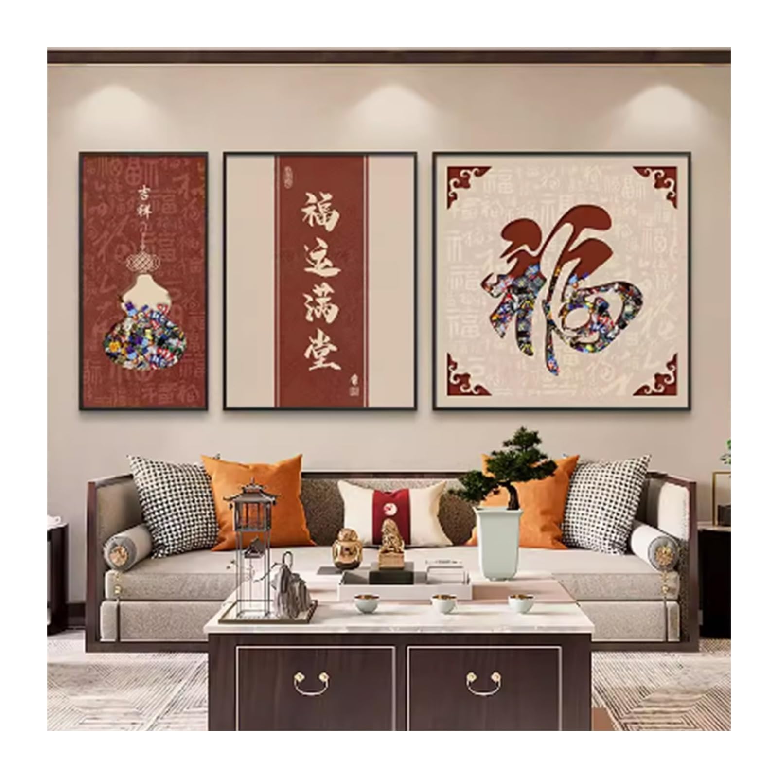 Amazon.co.jp: 掛け絵を飾る 新しい中国風のリビングルームの装飾絵画