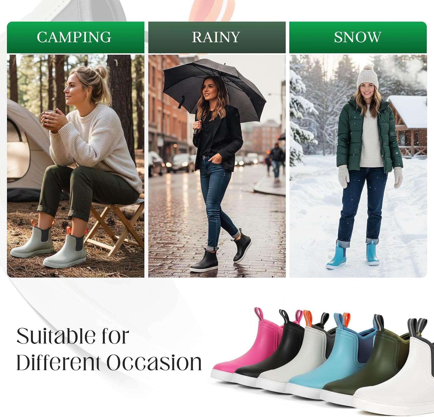 Women's Deck Boots Waterproof Ankle Rain Boots Outdoor Fishing Garden Boots for Women Anti-Slip Lightweight Comfortable Work Shoes