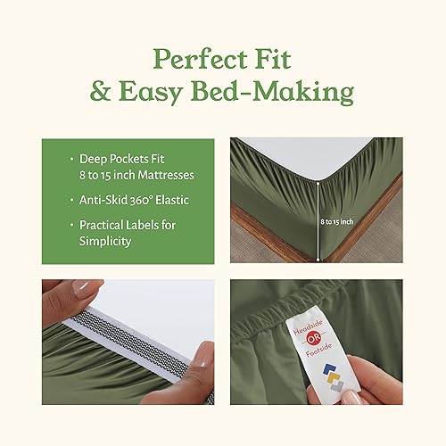 Miniatura 4 de California Design Den Conjunto de sábanas tamaño King - Sábanas suaves 100% algodón orgánico con bolsillos profundos, percal nítido, conjunto de