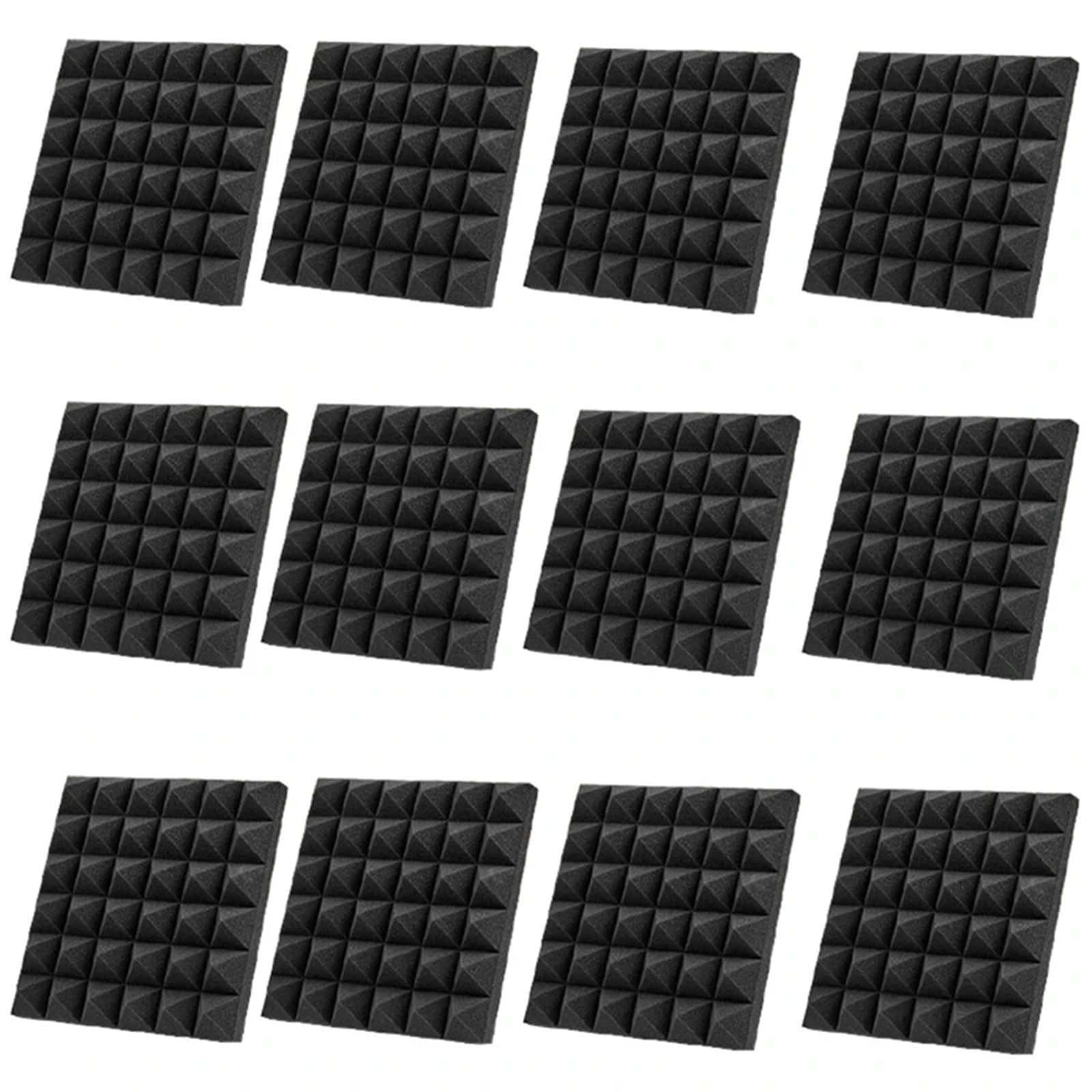 Paneles AcúSticos Paneles acústicos de espuma insonorizados, paneles de aislamiento acústico negros de 1x12x12 pulgadas for paredes de estudio y techo, 12 Uds. Para Estudio, Gaming, Podcasting, Grabac