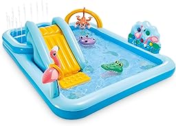 Intex 96" x 78" x 28" Inflatable Jungle Adventure Play Center Spray Kiddie Pool - Backyard Kids Water Slide, Outdoor Blow-Up Splash Pad for Toddlers