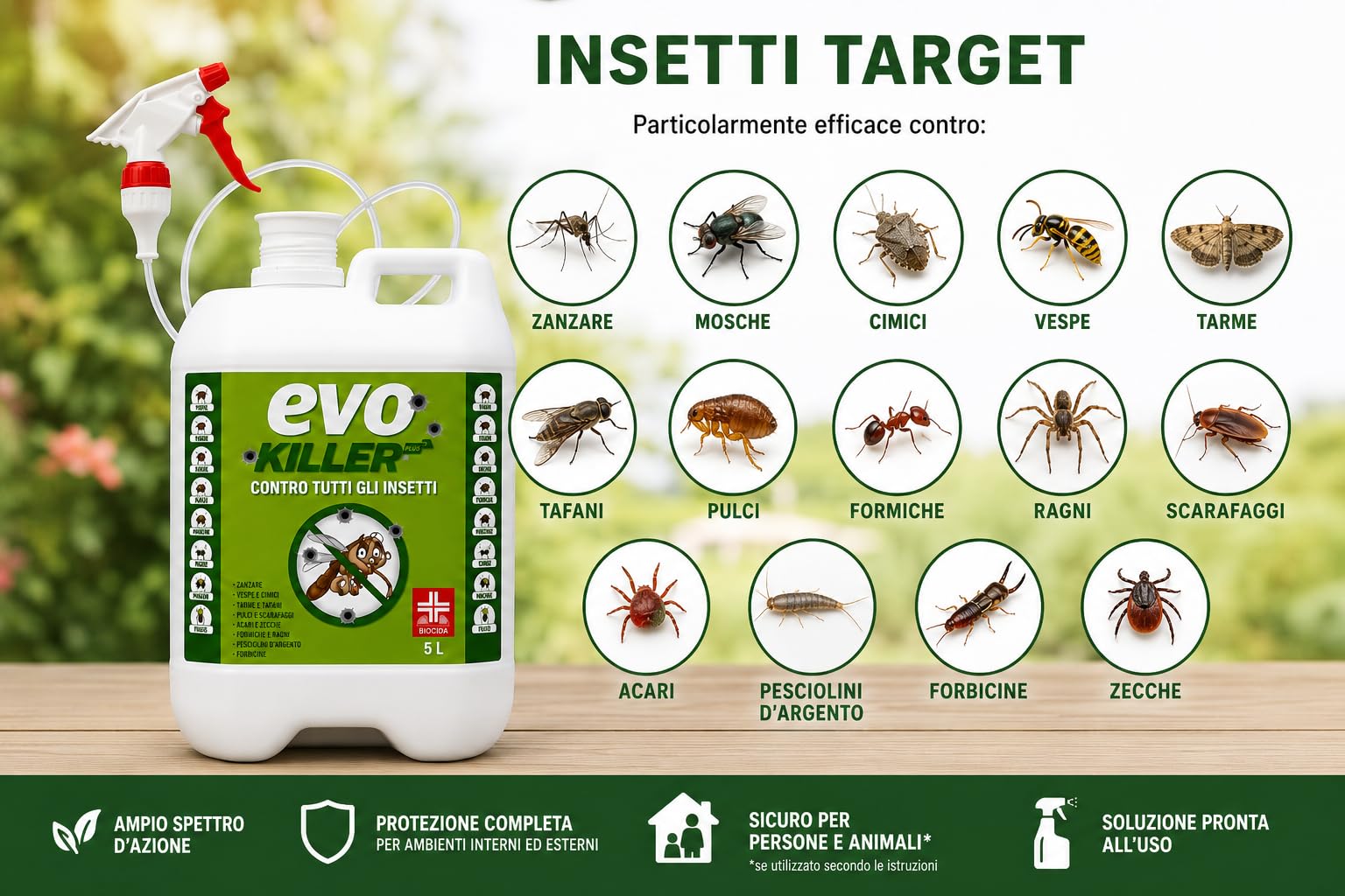 INSETTICIDA ANTIPARASSITARIO PRONTO ALL'USO LT.5