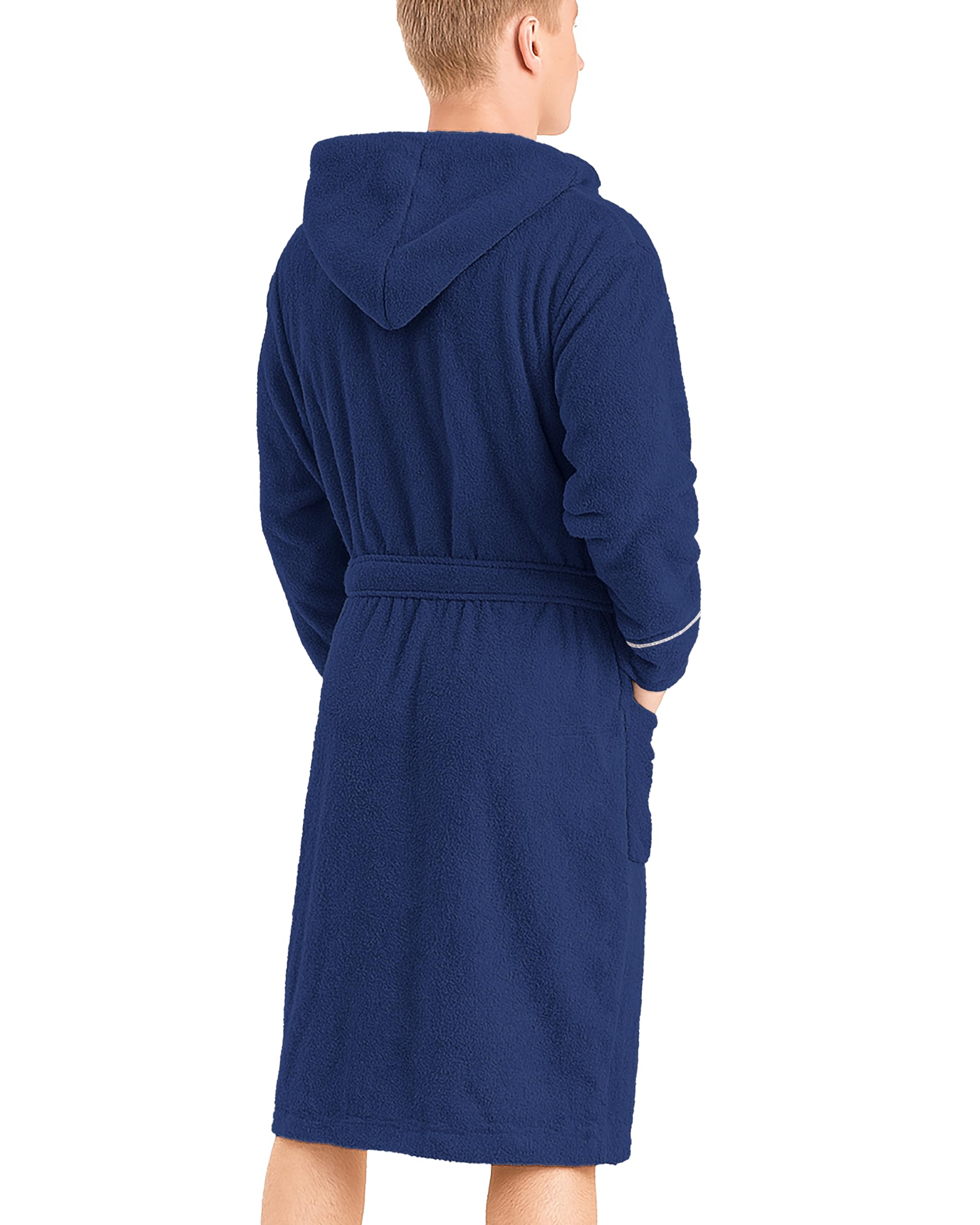 LAYNENBURG Peignoir Homme en éponge - Capuche - long - 100% coton (360g/m2) - OEKO TEX Standard 100 - Taille M, L, XL, XXL, 3XL