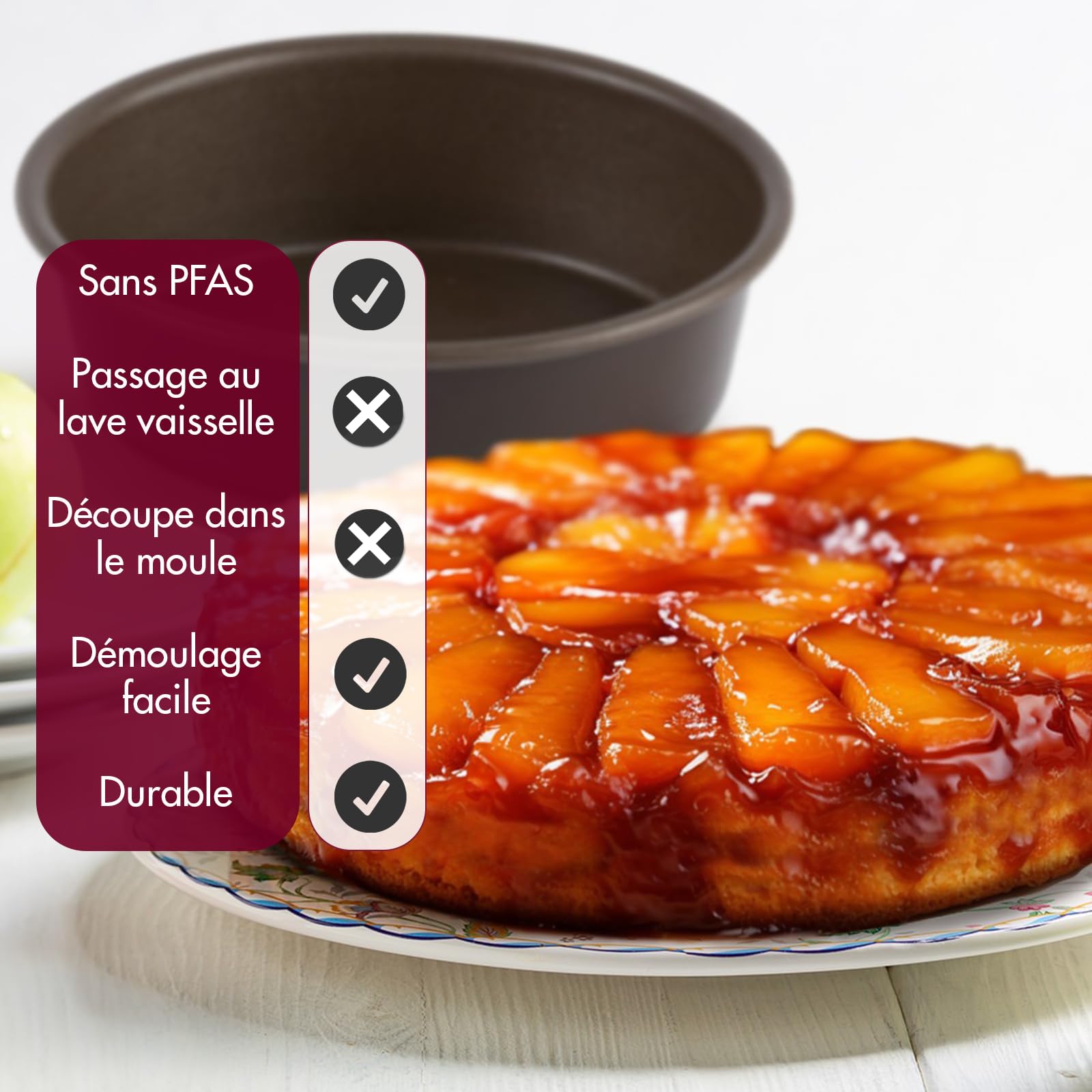 Gobel - Moule à Manqué Rond Uni - Ø 26 cm - Acier - Revêtement Antiadhérent Bicouche Garanti sans PFAS - Qualité Professionnelle – Fabriqué en France (Lot de 2)