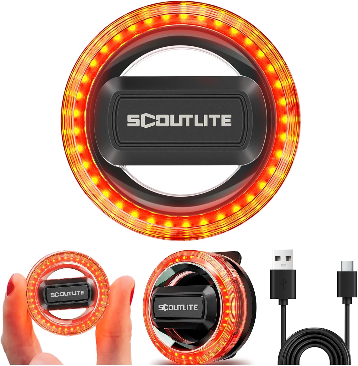 BlinkO Wearable Outdoor Safety Lights, EDC Hands-Free Flashlight with Clip for Hiking and Cycling, Magnetic Clip on Flashlight for Dog Walking at Night, Running Light for Runners, 5 Modes