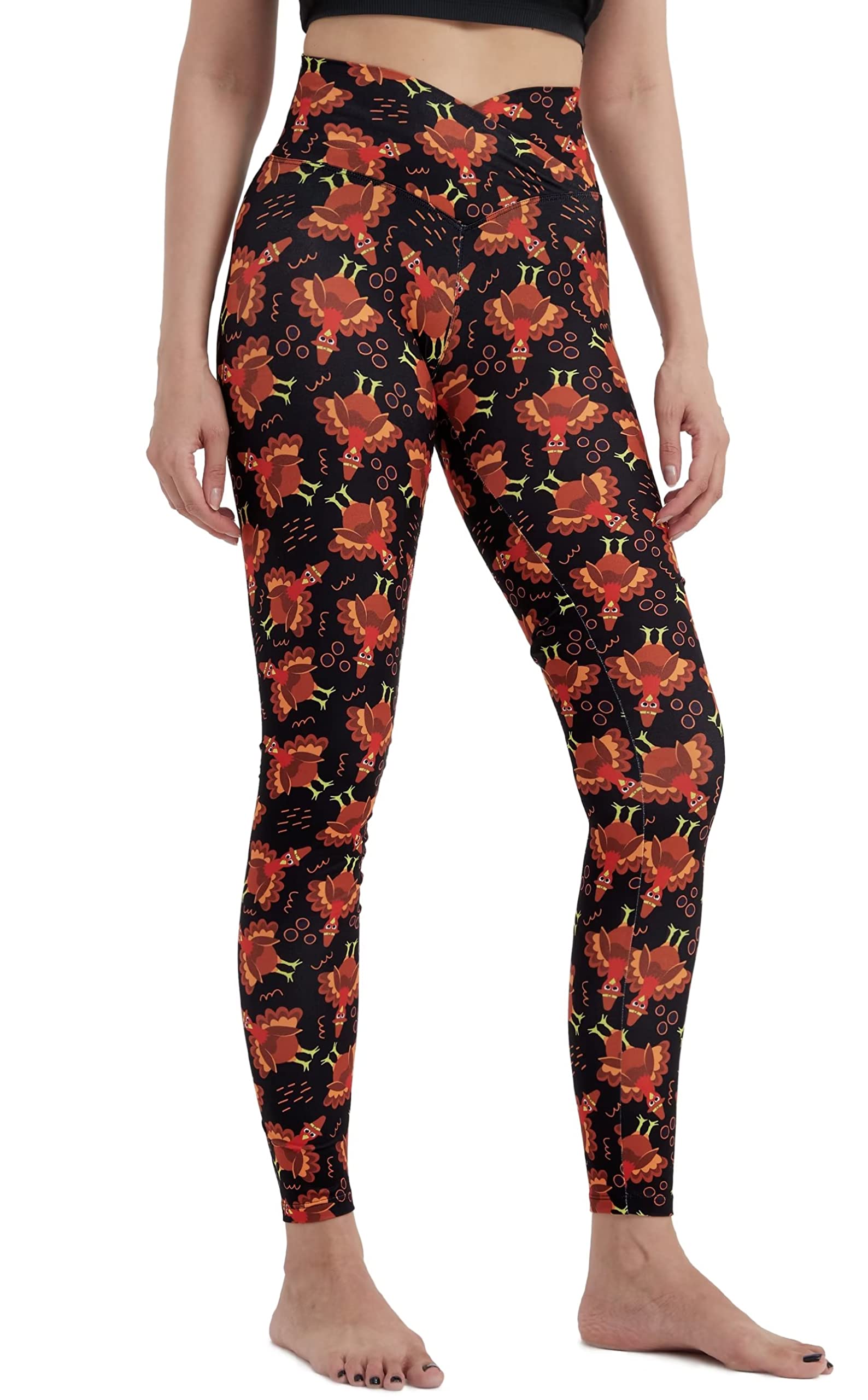sissycos Women's Christmas Halloween Crossover Leggings High Waisted