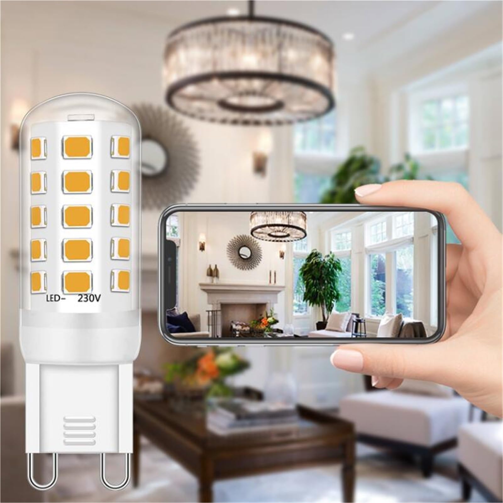 Lampadina LED G9 3.5W Sostituisce 40W Senza sfarfallio Risparmio energetico Non dimmerabile Per lampadari plafoniere lampade tavolo per uso interno casa ufficio(Warm White 3000K)
