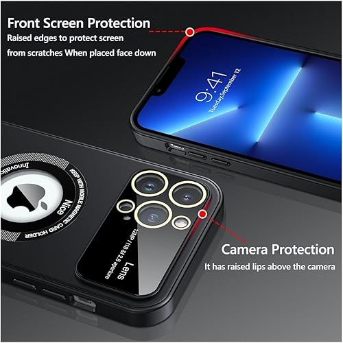 Miniatura 4 de Funda delgada para teléfono compatible con MagSafe, protección de cámara de vidrio integrada, a prueba de golpes para iPhone 13 Pro Max + 1