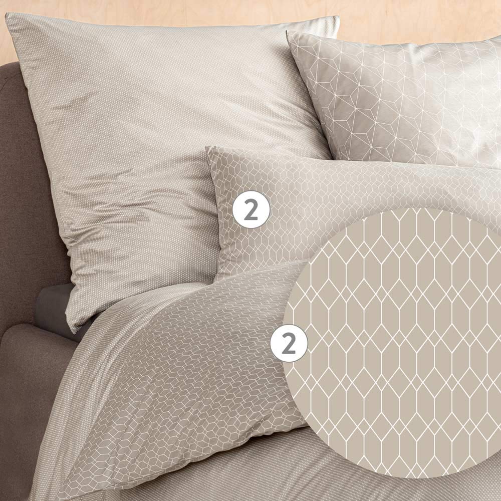 ESTELLA Biancheria Da Letto In Raso Makò Sylvia - Qualità Tedesca, 100% Cotone, Con Chiusura Lampo - Set: 1 Federa 80x80 Cm + 1 Federa 40x80 Cm + 1 Lenzuolo 135x200 Cm - 4