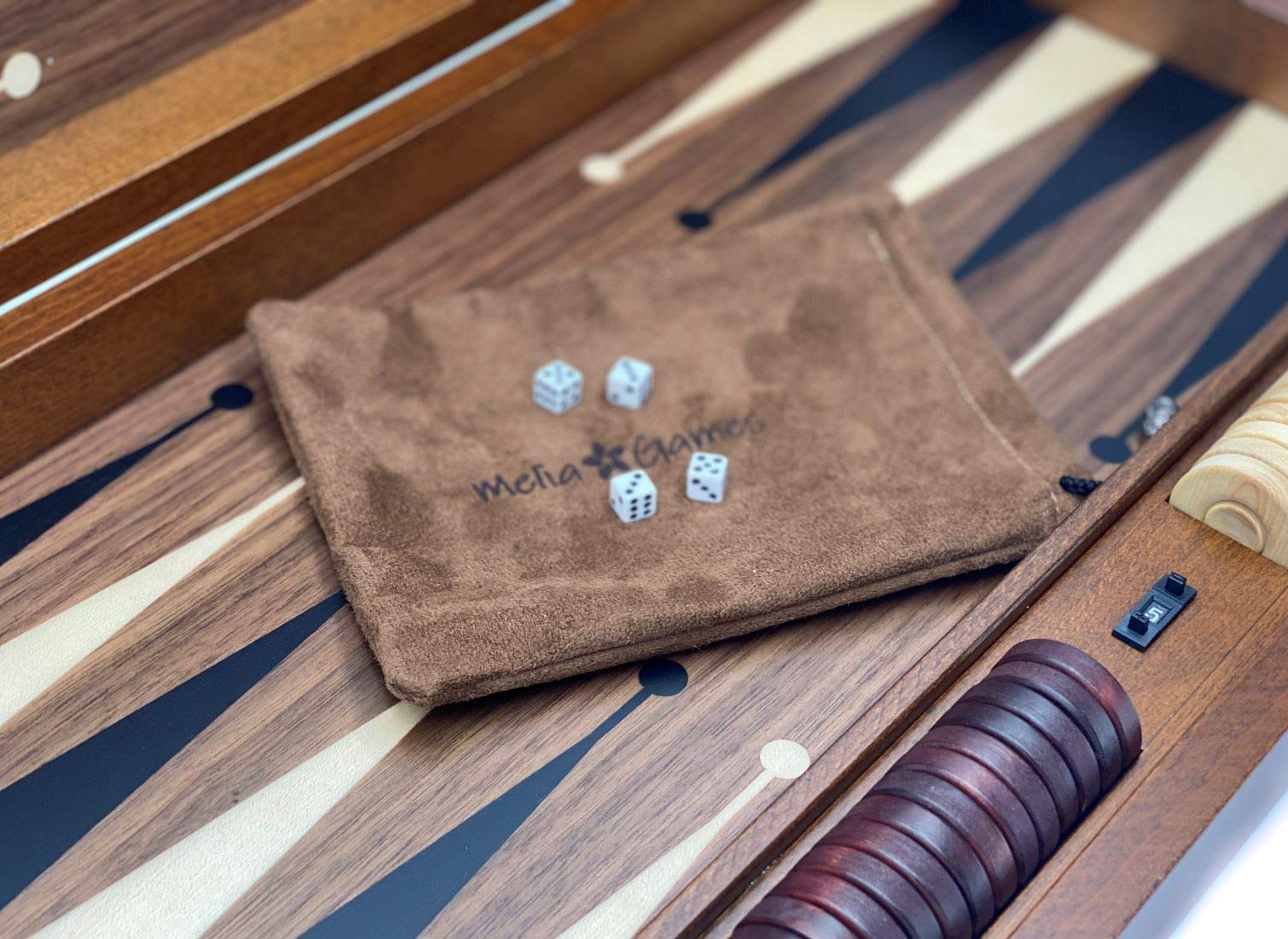 Backgammon Di Lusso - Backgammon in Legno Massello - Fatto a Mano Legno Pedina - Colore: Walnut