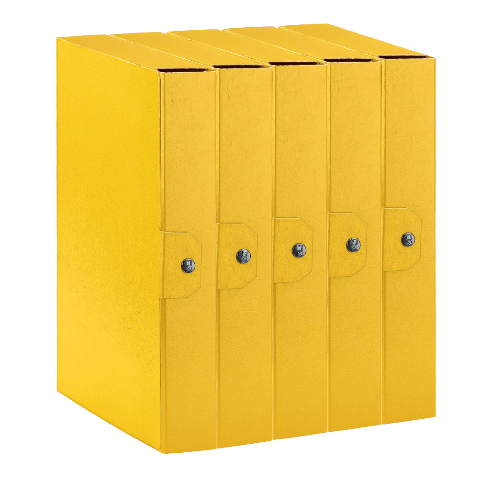 Esselte C26 EUROBOX 390326090 Project Folder for Filing, Button Closure, 25 x 35 cm, Spine 6 cm, Yellow, Pack of 5