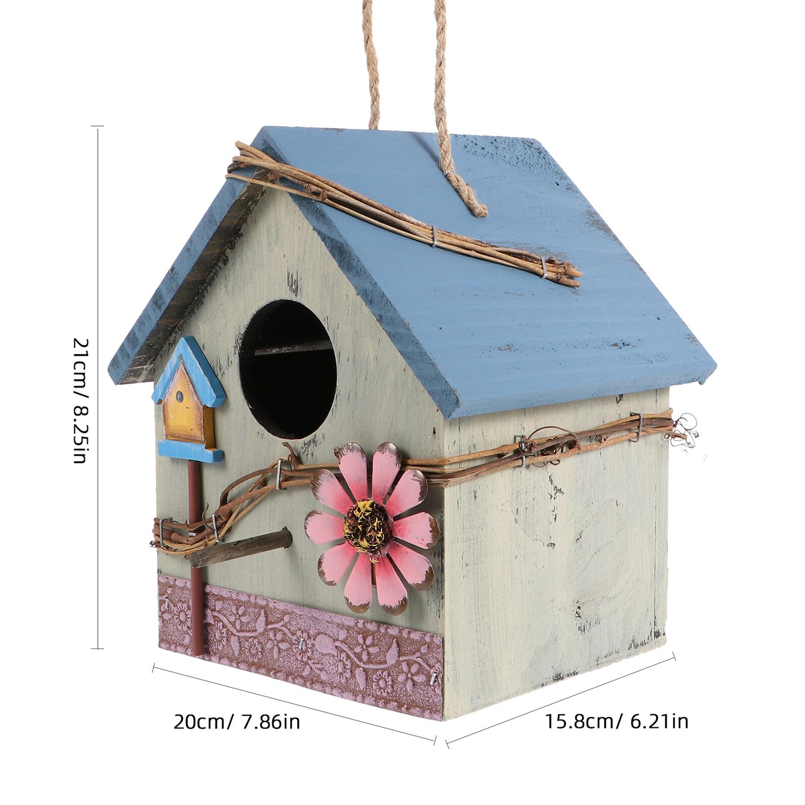 Hängendes Gartenvogelhaus aus Verbundmaterial mit Einzigartigem Design und Grünem Farbakzent für Wildvögel und Papageien im Garten der Terrasse