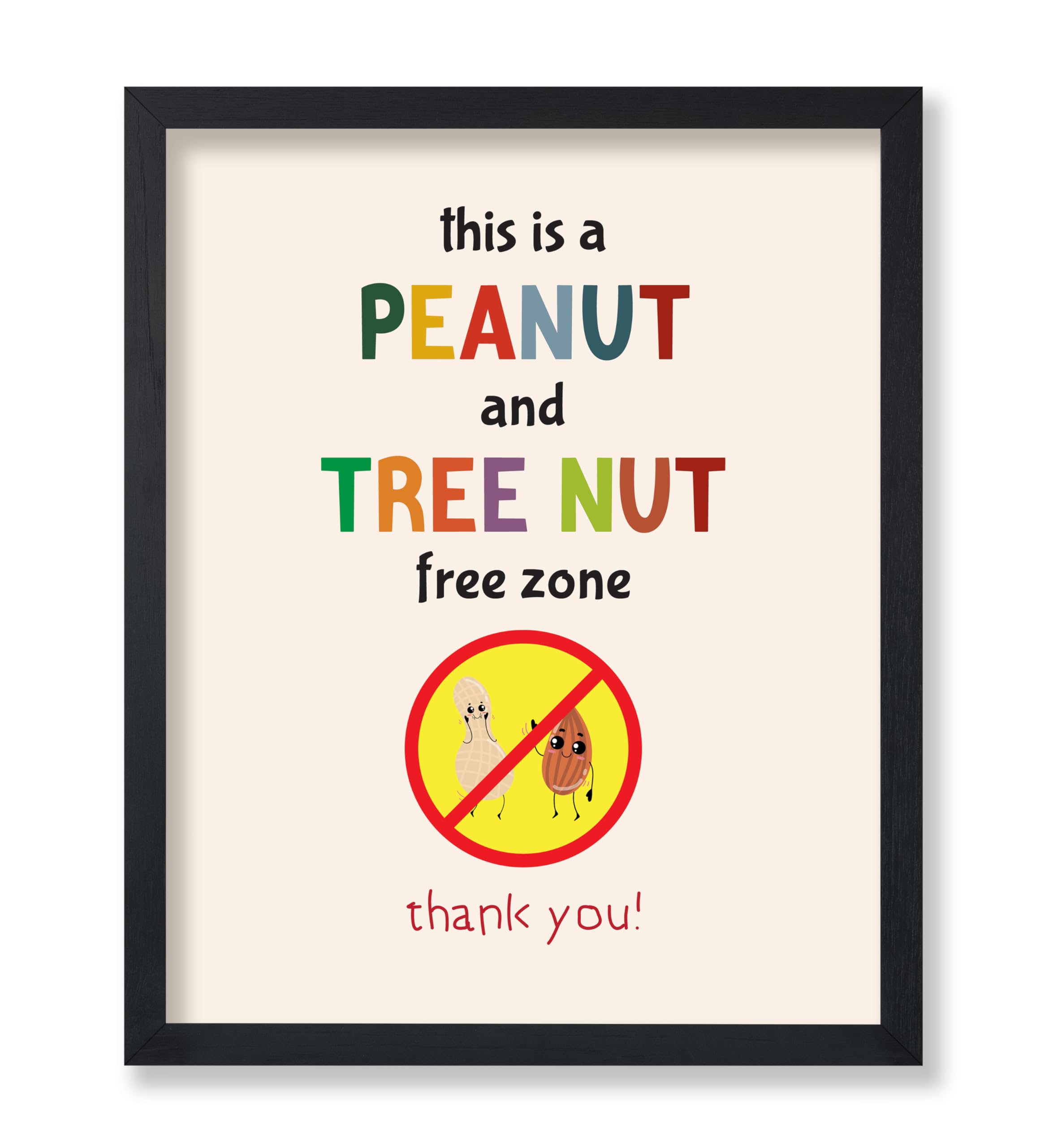 Poster Master Peanut and Tree Nut Free Zone Poster - Food Allergy Awareness Print - Preppy Art - Educational Art - Decor for School or Classroom - 11x14 UNFRAMED Wall Art