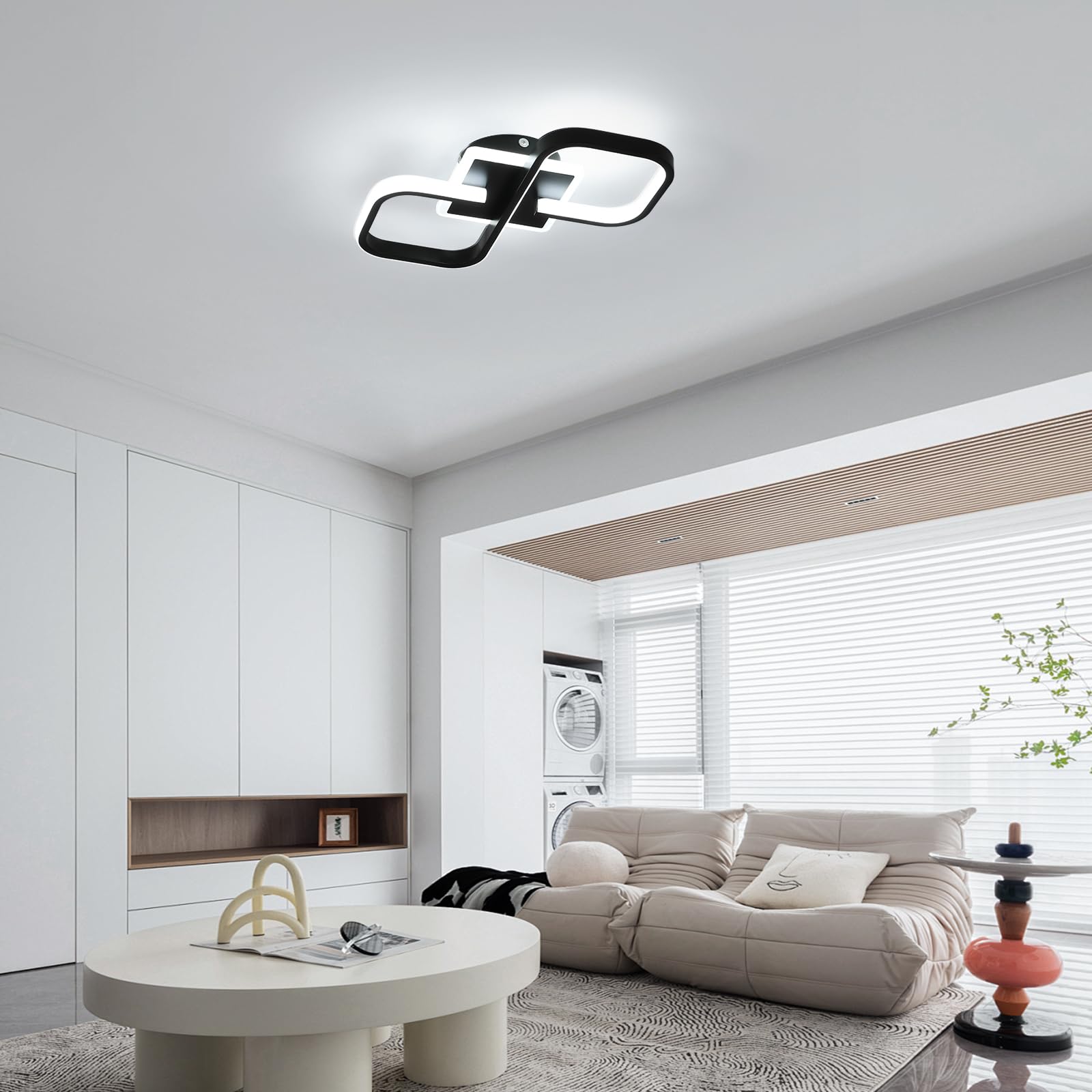 Lámpara de Techo LED Negro Regulable con Mando 3000K-6500K, 40.5CM | 40W 4500LM Plafon LED Techo Cuadrado con Mando 3000K-6500K, Luz de Techo Acrílico para Salon Dormitorio Comedor