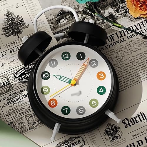 Miniatura 5 de Alarm Clock Bedroom 4" Twin Bell Silent Non-Ticking Battery Operated Extra Loud with Backlight for Bedside Table Desk Table Clock Bedside Clock