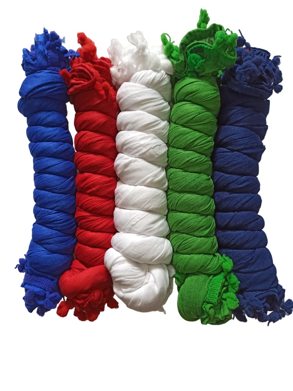 nakoda creation Cotton Blend Solid Dupatta For Women,Pack of 5_Pompom Pack Of 5:-Turquoise,Red,White,Grey,Sea Green-picture-20