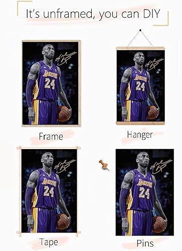 Miniatura 4 de BREN Kobe Bryant - Póster de arte firmado con estrella de baloncesto y leyenda de baloncesto, arte de pared, sin marco, 12 x 18 pulgadas, para