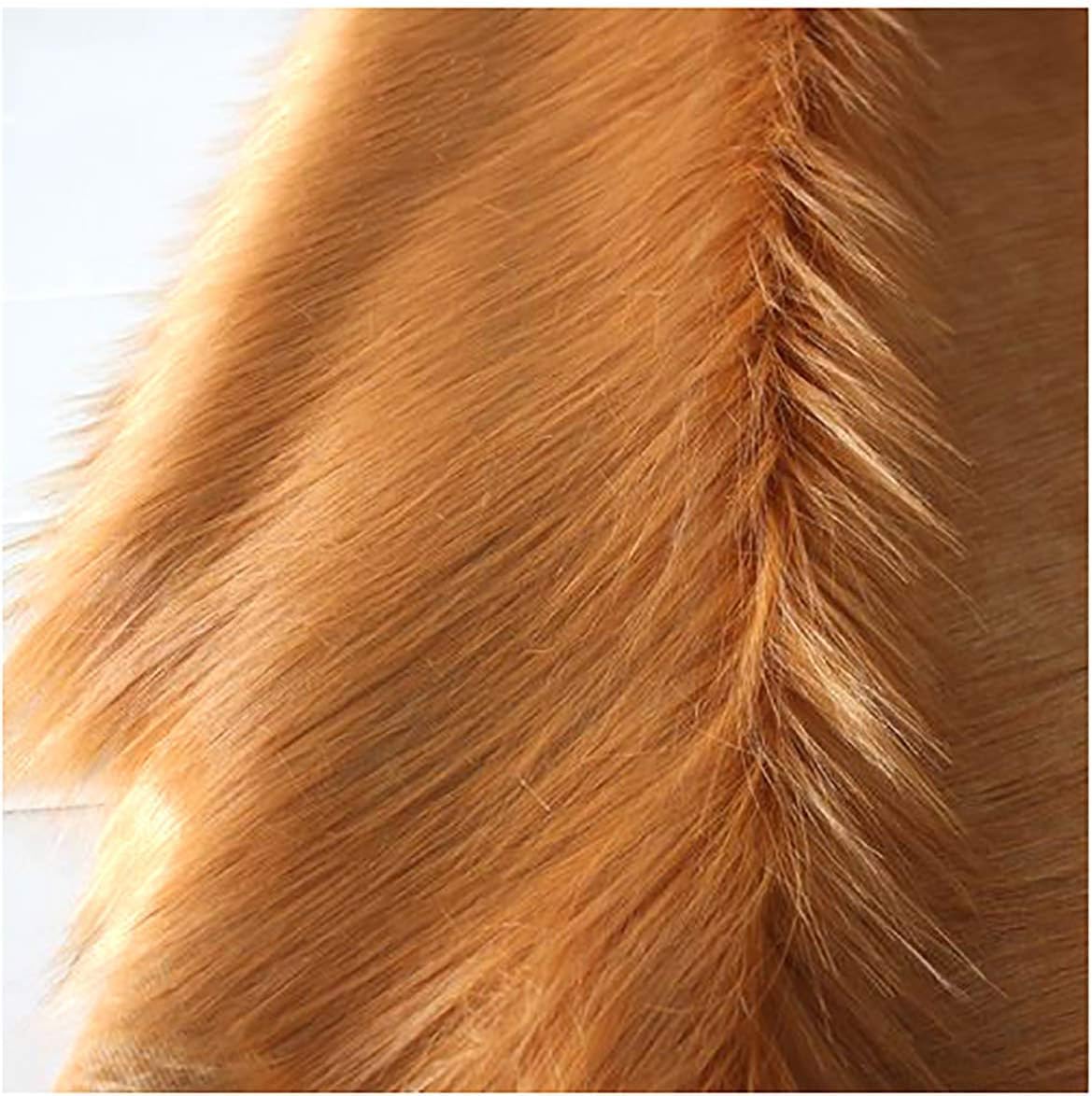 MekUk Artificial fur fabric Faux Fur Fabric Long Pile 90mm Lightweight Shaggy Fabric for DIY Crafts Decoration Rugs 150x50cm(3 Tan)
