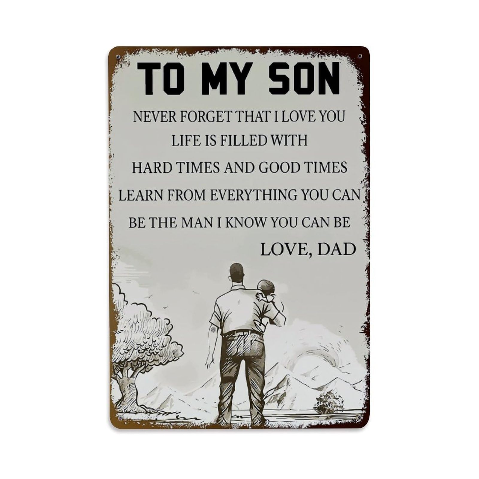 Jdfenggu Vintage Father And Son Standing Together Retro Metal Tin Sign, Decor Art Poster For Bar, Home, Man Cave, Kitchen, Laundry Room Gift 8X12inch