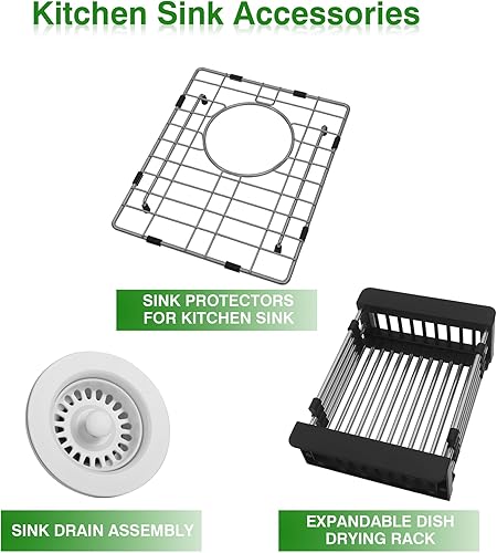 Miniatura 99 de Fregadero de cocina blanco, fregadero de barra blanca de 17 pulgadas, fregadero de barra de montaje inferior de 17 x 19 x 10 pulgadas
