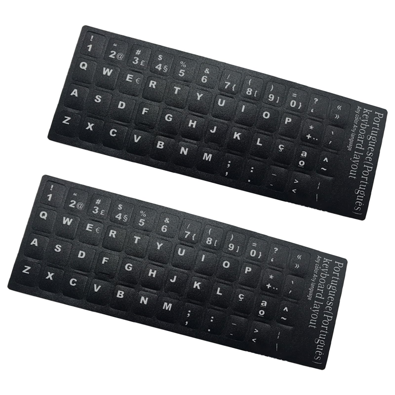 2Pcs Portuguese Keyboard Stickers Replacement Sticker with White Font on Black Background for Laptop Desktop Laptop Protectors