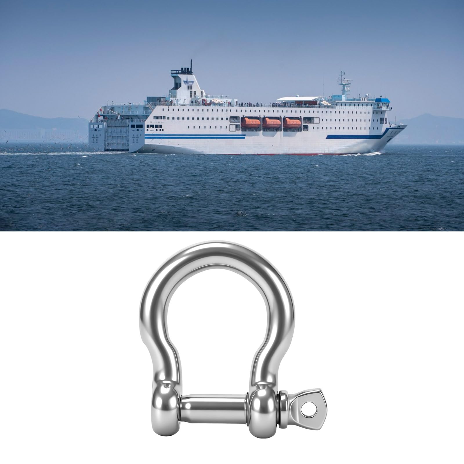 Grillete de aparejo de barco de acero inoxidable 304 con tornillo de perno de tornillo, hardware para exteriores de 4 mm -M38 para amarre de remolque y tareas de utilidad al aire libre, ajuste de