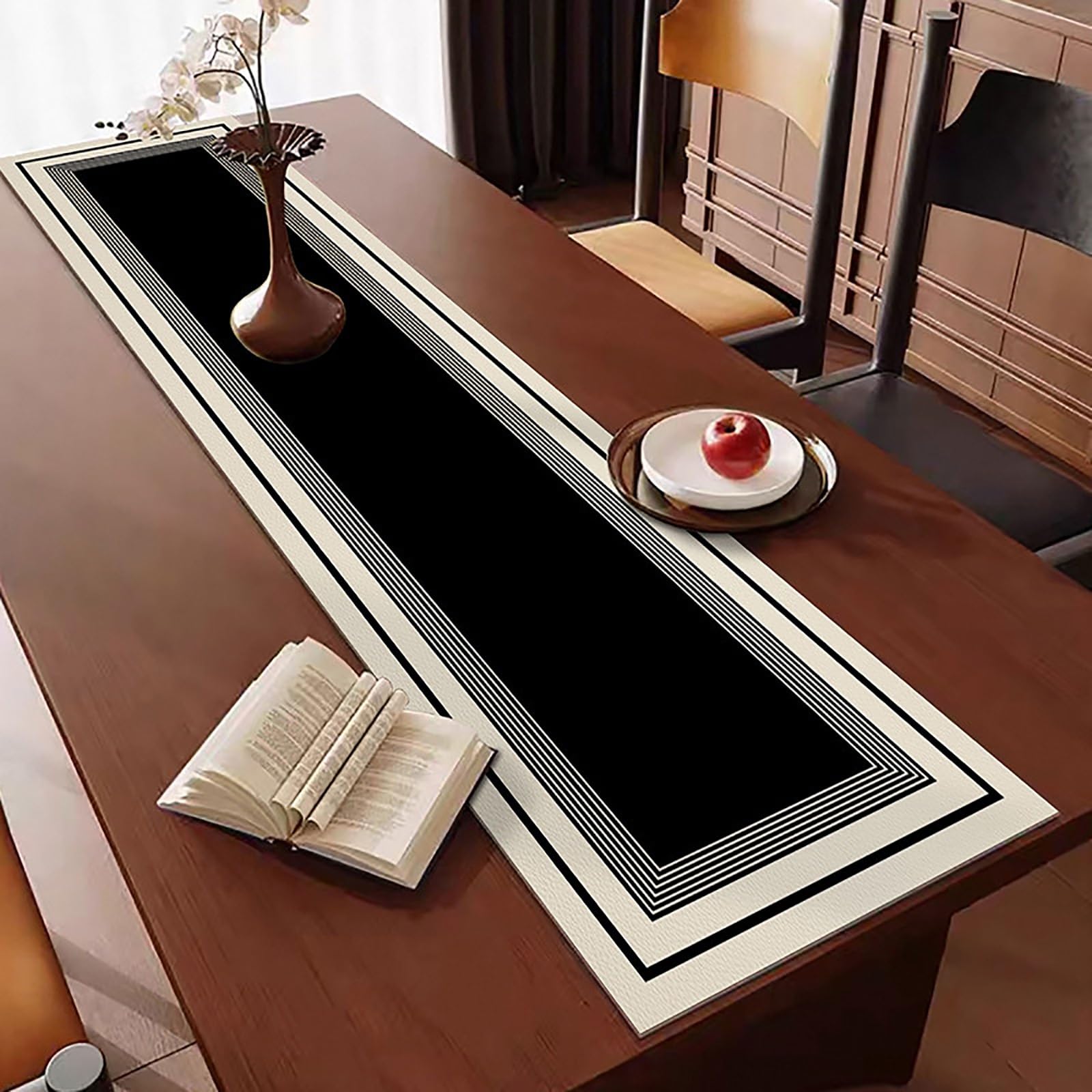 Camino de Mesa Cubierta De Mesa | Camino De Mesa De Cena Para Soporte De TV / Escritura De Oficina / Fiesta De Té(Black,35x240cm)
