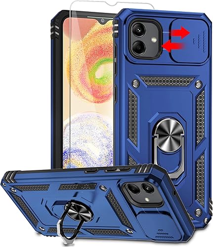 Funda para Samsung Galaxy A04 con protector de pantalla de teléfono celular y cubierta trasera de cámara, resistente, a prueba de golpes, protección