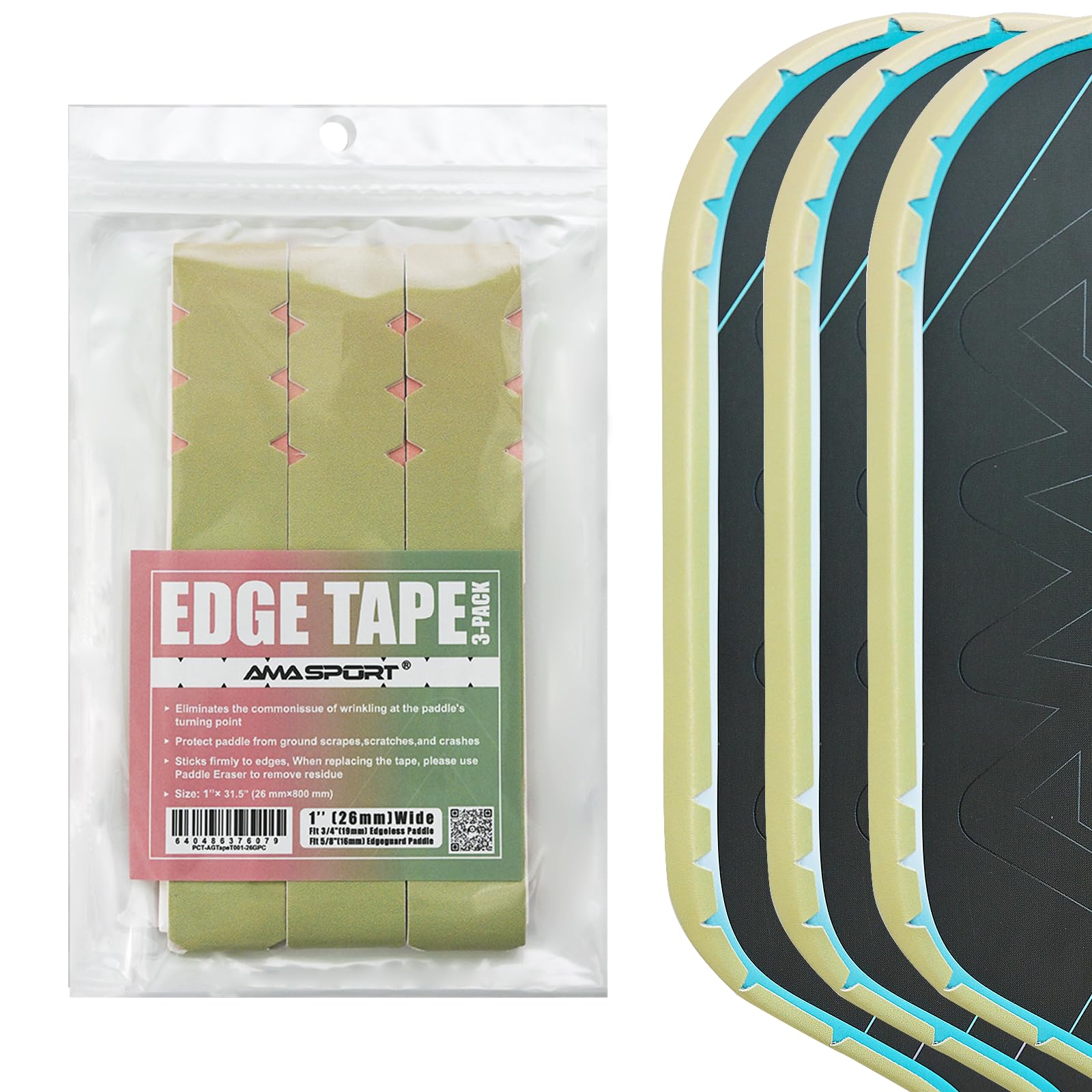 PICKLETECH Pickleball Paddle Protection Tape - Paddle Head Edge Guard - Racket Edge Protection Tape -Fit Perfectly Curved Edge -No Wrinkling Gradient Pink Cyan