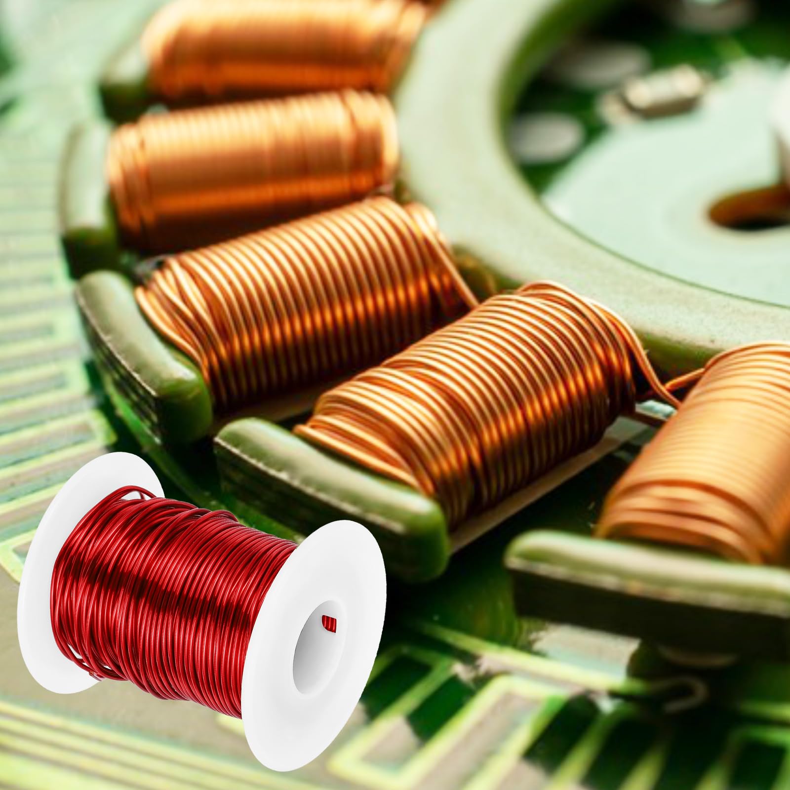 QUARKZMAN Kupferlackdraht 1mm, 18 AWG, isolierter bis 155°C Kupferdraht, Lackdraht für Transformatoren, Handwerk, Elektrik und DIY, Rot (226.4G）