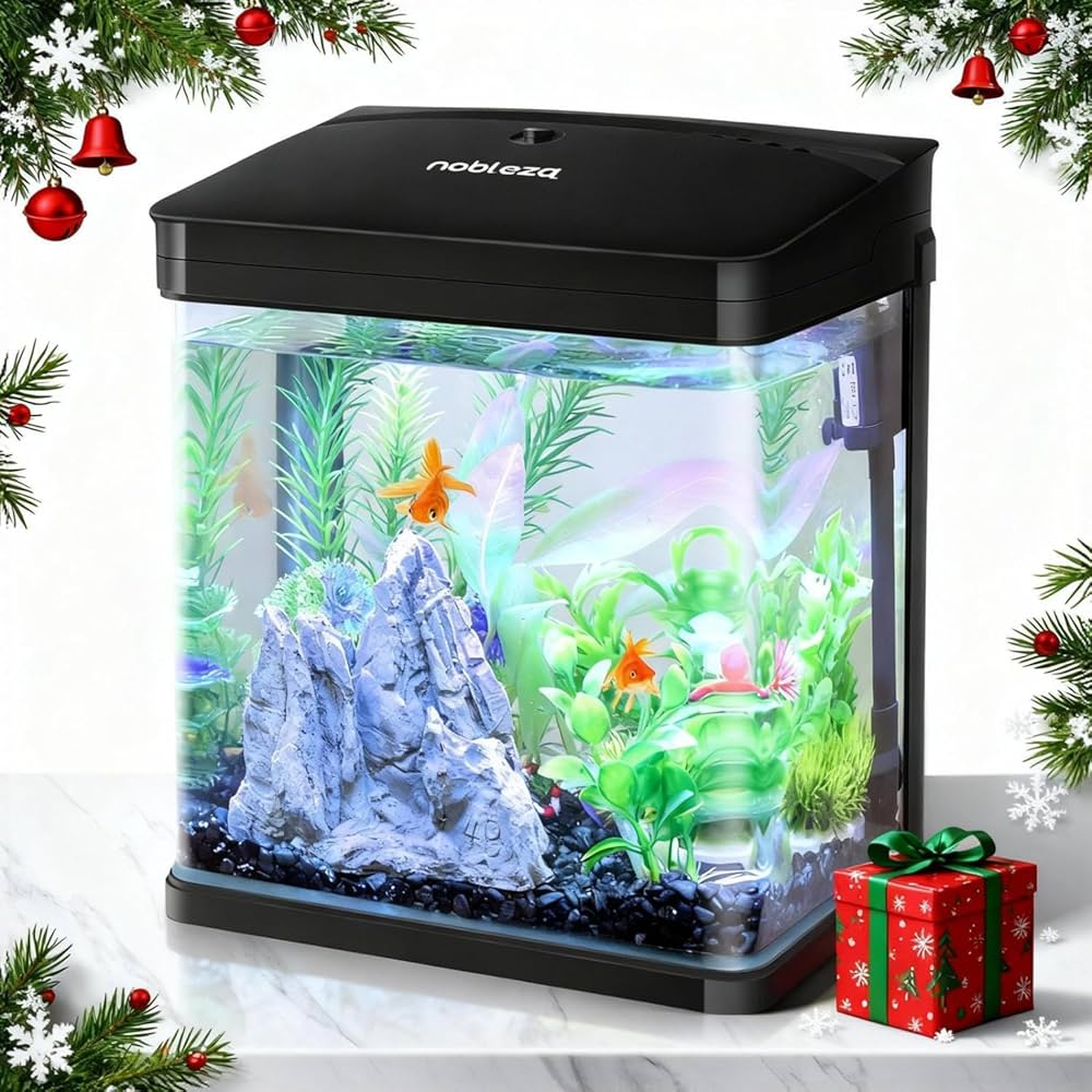 Tanque De Peces De 15 Litros Con Filtro Y Luz, Tanque De Acuario Rectangular Con Luz LED, Sistema De Filtro De Bandeja, Frontal De Vidrio Curvado