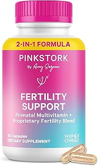 Pink Stork Fertility Supplements for Women | 2-in-1 Conception Support with Inositol, Folate + CoQ10 | Cycle Regularity, Hormone Balance + Reproductive Wellness | 60 Capsules