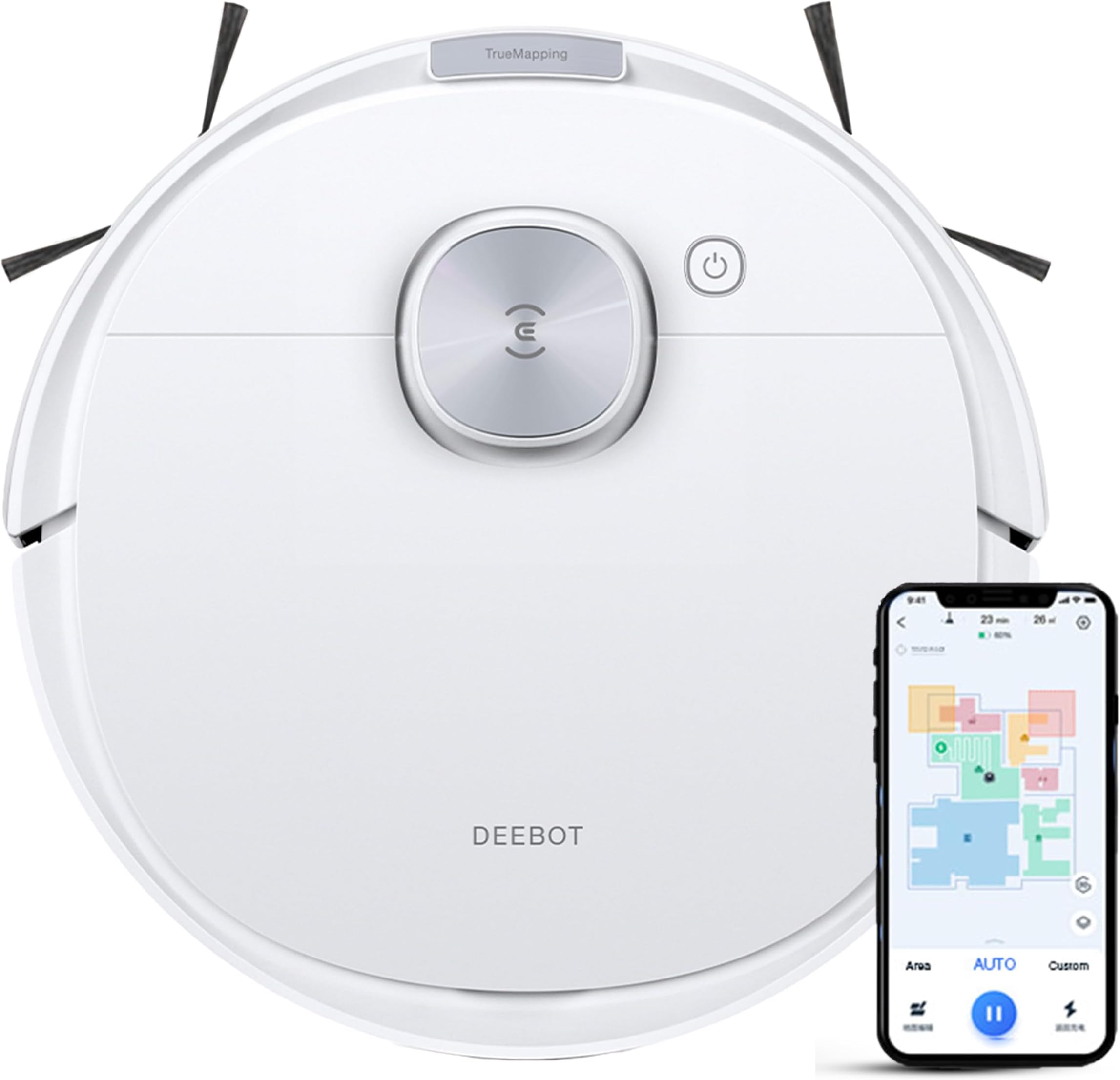 ECOVACS Deebot N10 2-in-1 Robot Vacuum Cleaner,Latest 2023 Launch,4300 Pa Powerful Suction,5200 Mah Battery,Covers 4000+ Sq. Ft. in One Charge,Advanced Dtof Technology True Mapping 2.0,White,Robotic