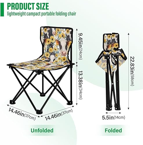 Miniatura 3 de Outdoor Folding Cow Sunflower Camping Chairs for Adults Portable Camping Chair Lightweight Lawn Chair 202a3813