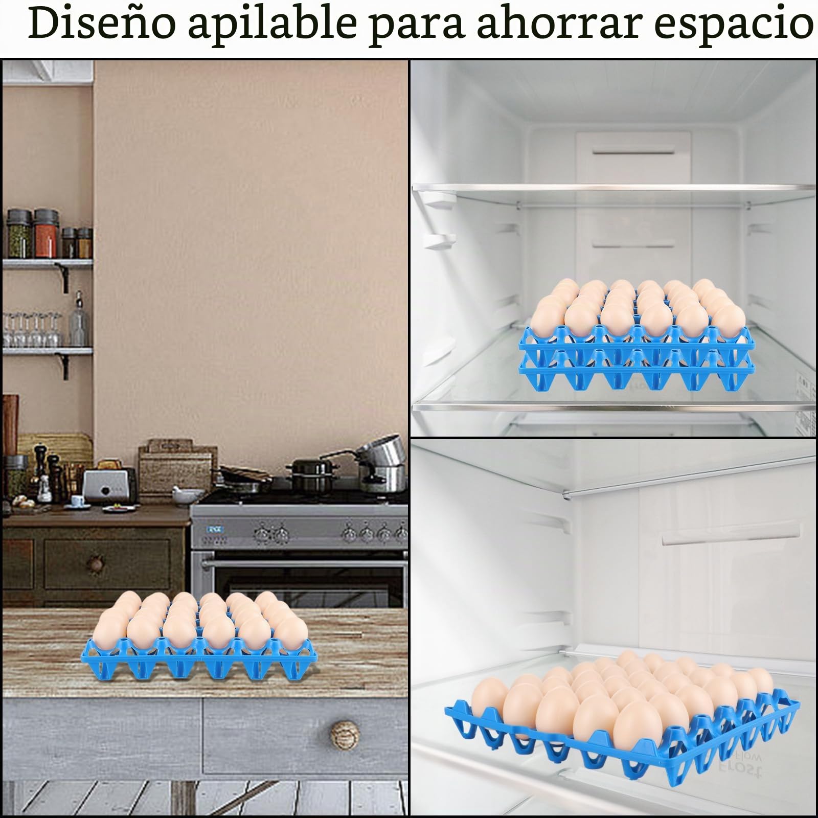 CYEER 20 Hueveras de Plástico para Huevos, Bandeja para 30 Soportes para Huevos, Almacenamiento de Huevos al por Mayor para Almacenar, Clasificar y Enviar Huevos Reutilizables (Azul)