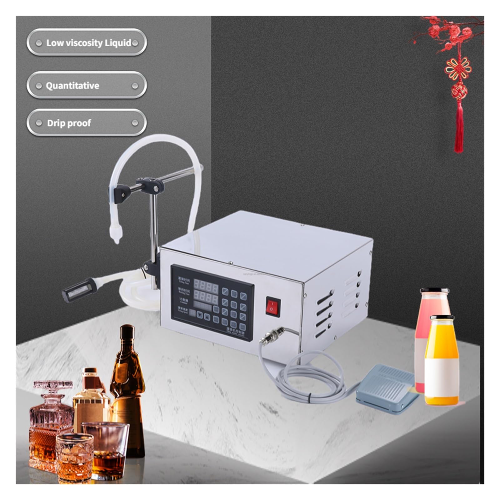 Máquina llenadora de líquidos, máquina llenadora con pesaje, máquina llenadora de líquidos semiautomática con bomba digital para jugo, agua y aceite, llenado de líquidos con alta precisión y funcion