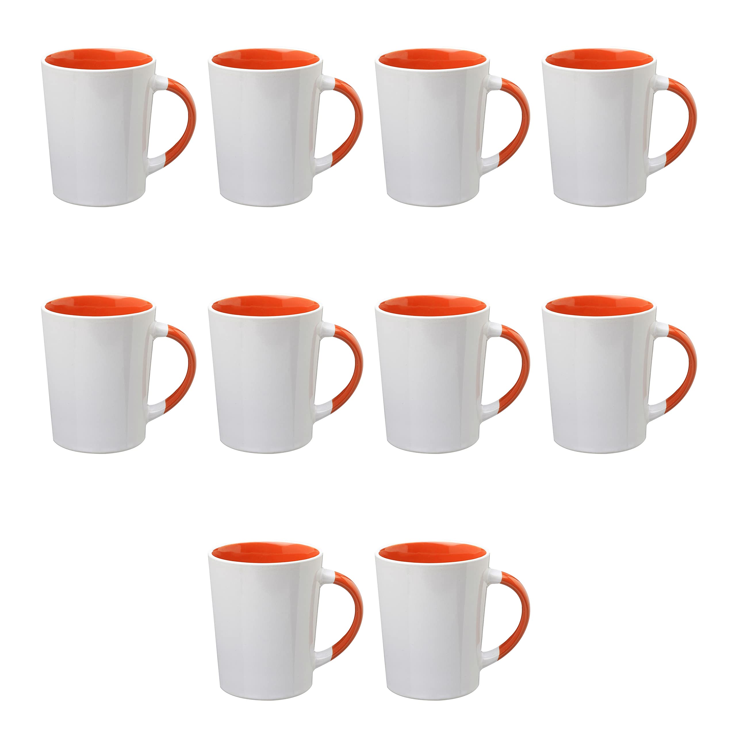 DISCOUNT PROMOS Ceramic Latte Coffee Mugs by Albany 13 oz. Set of 10, Bulk Pack - Perfect for Coffee, Tea, Espresso, Hot Cocoa, Other Beverages - Orange