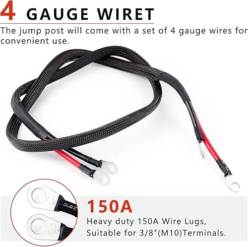 Miniatura 4 de Knoweasy Kit de reubicación de batería de alta resistencia con postes terminales remotos, soporte y cables para automóviles, Can-Am X3, UTV y ATV,