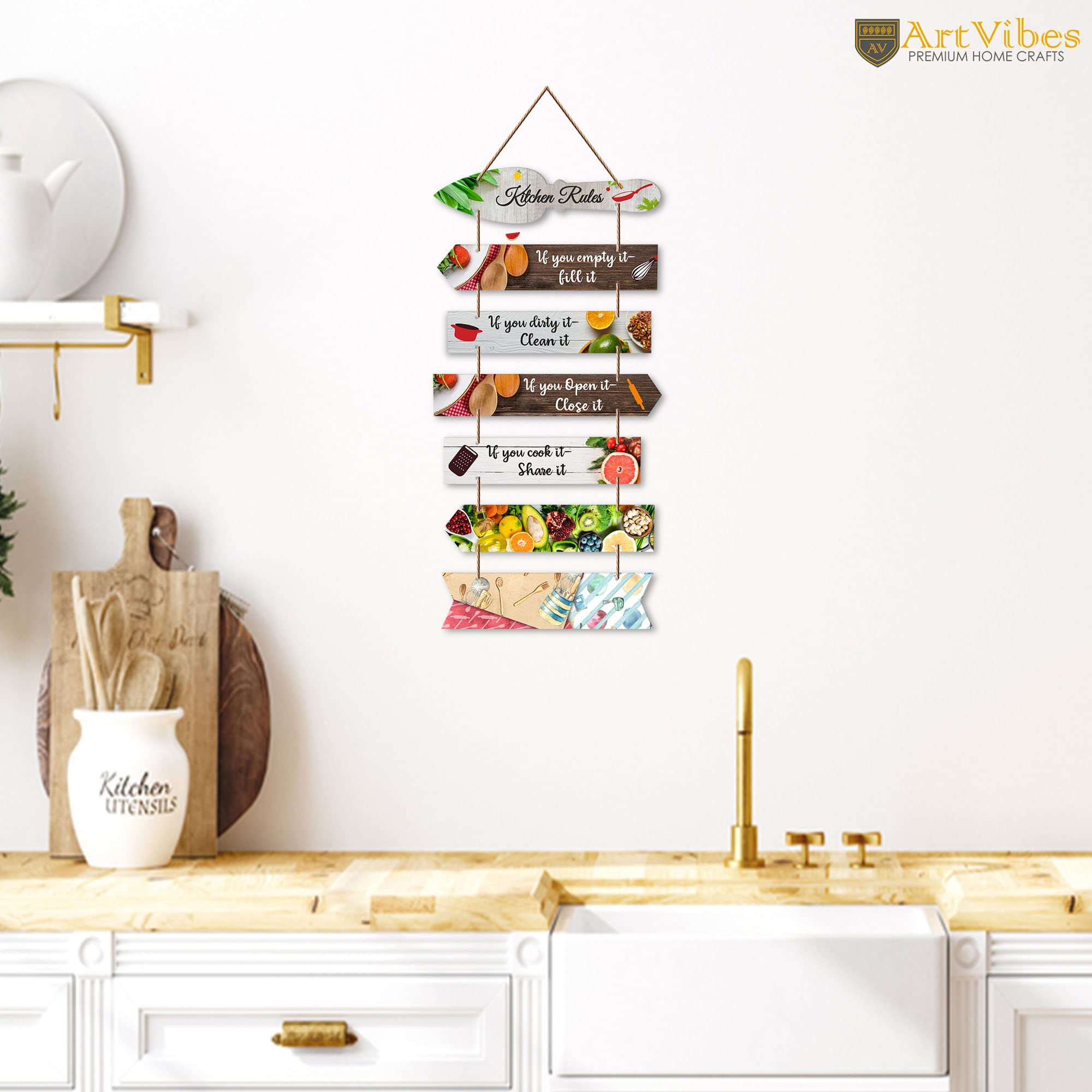 Artvibes Kitchen Rules Printed MDF Wooden Wall Art For Cafe | Kitchen | Restaurants | Quotes Decor Item | Kitchen Quotes Wall Hanging | Wall Sculpture | Signs & Plaques | Gift Items (WH_7004N) 2