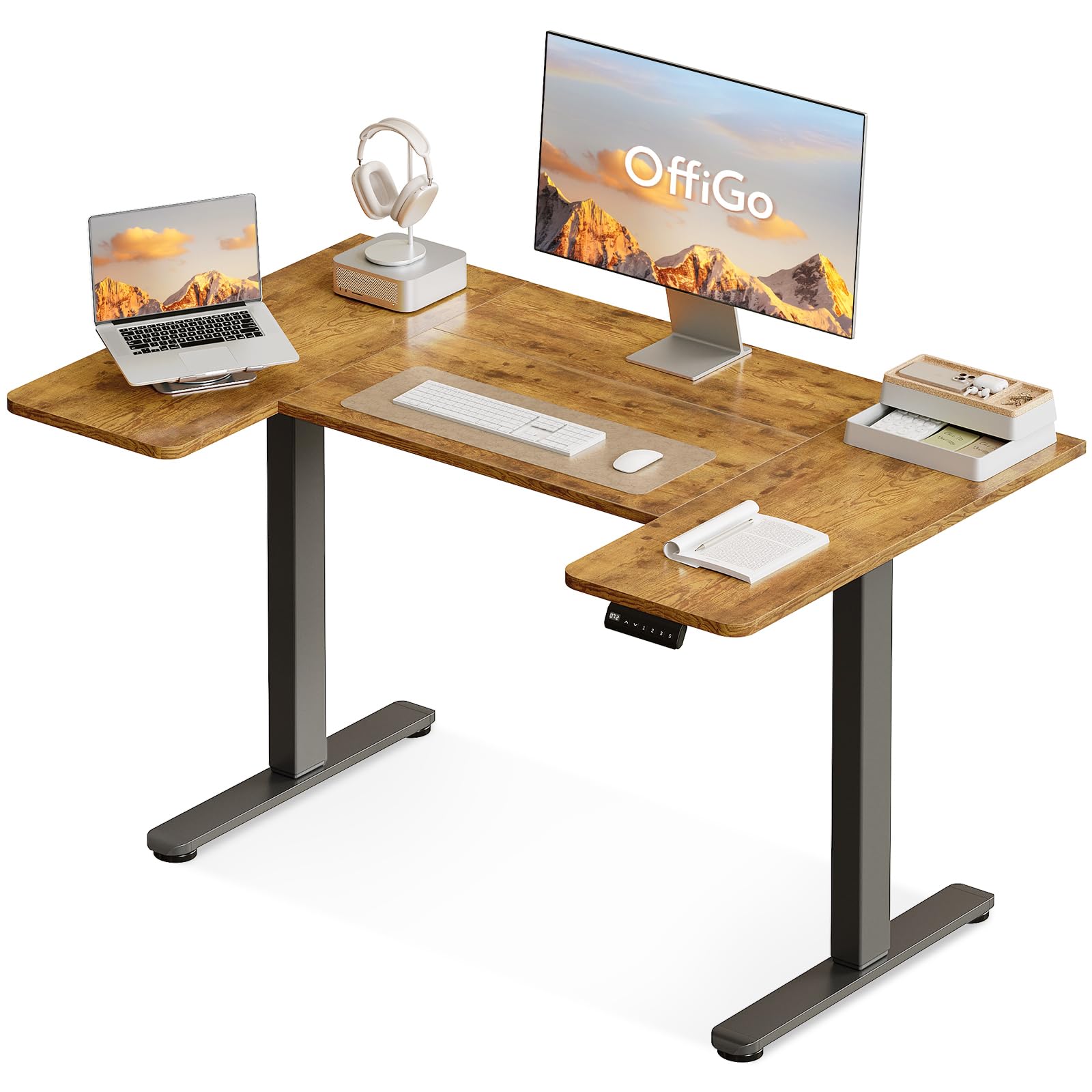OffiGo Height Adjustable Desk, U Shaped Standing Desk with 3 Memory Presets — image 1