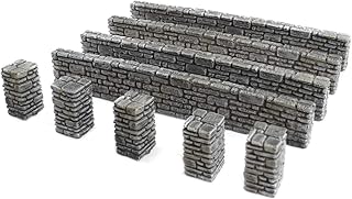 War World Gaming World At War Stone Wall and Pillar Sections - 28mm WW2 Normandy Wargame Terrain Model Diorama
