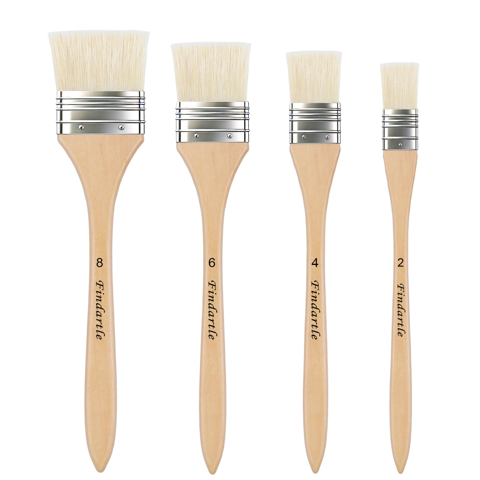Findartle Bristle Flat Paint Brushes With Long Wood Handle, Wide Flat Brush