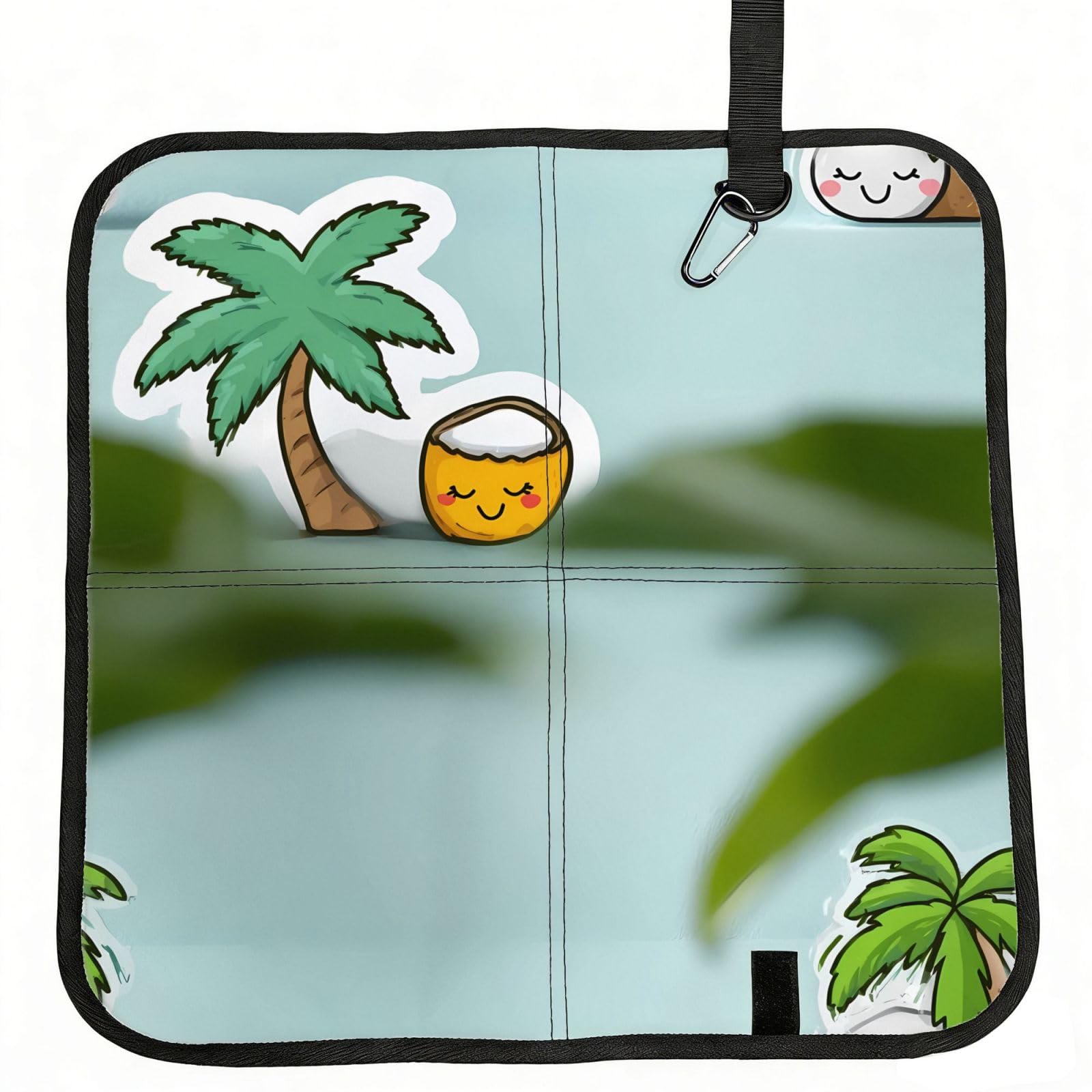 WZYCWB Coconut trees Foldable Seating Cushion with Carabiner - Stadium Mat for Camping, Hiking and Outdoor Activities
