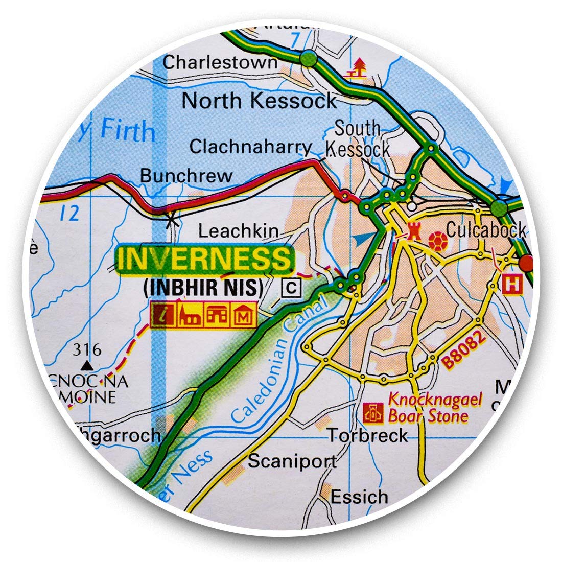 Destination Vinyl Ltd Inverness Travel Scotland Map Uk Gb 45409 2 X 7.5Cm Vinyl Stickers - Inverness Travel Scotland Map Uk Gb Decals 45409